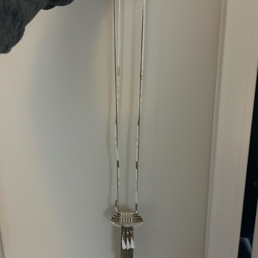 Anthropologie Gold and White Pendant Necklace